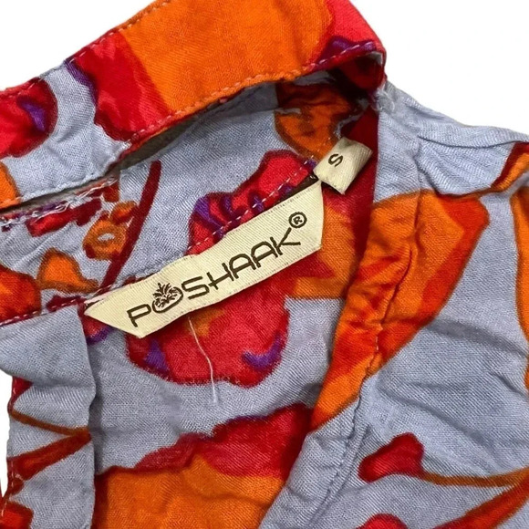 Poshaak Gray Floral Viscose Keyhole Blouse S - Picture 3 of 5